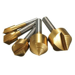 5pcs 6/10/13/16/19mm Titanium Countersinks Chamfering Cutter Drill Press