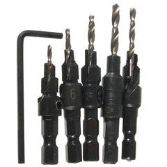 5pcs Hss Countersink Drill Cone Bit Set Quick Change Hex Shank Woodworking Screw Reamer