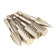 5pcs 6.35mm Hex Rotary Burr Set 12.7mm Head HSS File Cutter Electric Grinding Tool