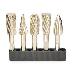 5pcs 6.35mm Hex Rotary Burr Set 12.7mm Head HSS File Cutter Electric Grinding Tool