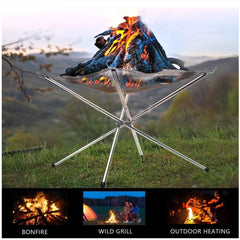 Camping Campfire Fire Rack Backyard Heating Mesh Pit Folding Wood Stoves Bonfire Frame