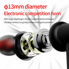 In-Ear Gaming Headset Dual Microphone Super Bass Headphone Active Noise Reduction with Detachable HD Long-Microphone
