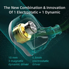 Electrostatic Drive Units and Dynamic Unit In-Ear Earphone Wired Headset Detachable Cable for C12 C10