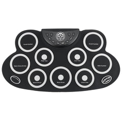 Electric Drum 9 Drum Pads Silicone Plastic Pad w/ Foot Pedals Drumsticks USB 5V