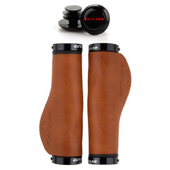 Cow Leather MTB Bike Handlebar Cover Aluminum Alloy Lock Ring Ergonomic Handle Grip For 22.2mm Cycling Handlebar