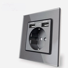 Wall Embedded Double USB Household Wall Power Outlet 110V-250V 16A