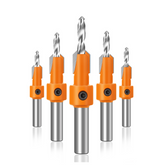 5Pcs 10mm Carbide Tip HSS Woodworking Countersink Drill Router Bit Set 8mm Shank Screw Extractor Remon Demolition for Wood Milling Cutter