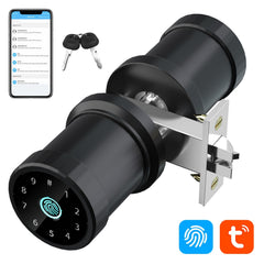 Smart Fingerprint Lock Keypad Door Knob With Key Entry Door Lock Code Locks Door Knob Auto Lock For Home Office Hotel Bedroom Garage
