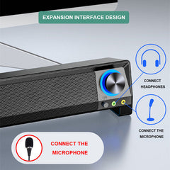 Bluetooth Soundbar TV Bar Computer 2.1 Channel Bass Subwoofer AUX Wired Wireless Bluetooth PC Home Theater System Speakers With Mic