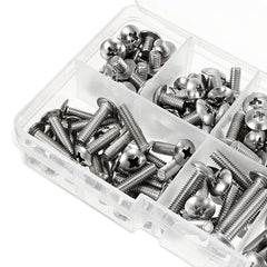 M4SP1 M4 Stainless Steel Phillips Round Head Screws Bolts Nuts Assortment Kit 250Pcs