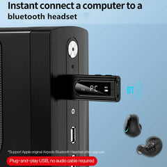 USB Bluetooth 5.0 Adapter Receiver Transmitter for Speakers Cars Desktops Notebooks TV Amplifiers Projectors