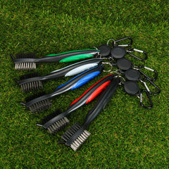 Double Sided Portable Retractable Zip-line Golf Club Brush Wedge Cleaner Cleaning Brush