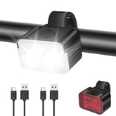 2PCS L6 300lumen 200M Bike Headlight + Taillight TYPE-C Rechargeable IPX6 Waterproof Aluminium Alloy Bike Light Set