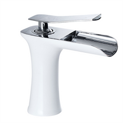 Bathroom Basin Waterfall Faucet Hot Cold Mixer Tap Single Hole Handle Sink Modern Vanity