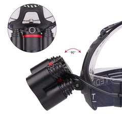 2500LM T6+2* SMD Light Headlamp 18650 Battery USB Interface 4 Modes Waterproof Camping Bike Bicycle Cycling Hiking Fishing Light
