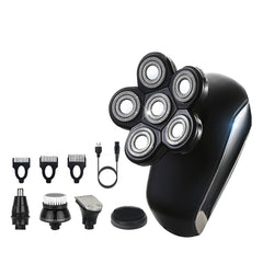 5 In 1 6 Heads Professional Men's Electric Shaver Display Rechargeable Nose Beard Trimmer Razor Facial Cleaning Brush W/ 3pcs Limit Combs