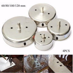 4pcs 60-120mm Diamond Hole Saw Drill Bit Set Tile Ceramic Glass Porcelain Marble Bits