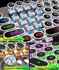 Mechanical Keyboard 104 Round Keys Plated Blue Switch RGB Backlit USB Wired Gaming Keyboard for Desktop Laptop Gamer