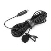 Lavalier Lapel Microphone Mini Mic Omnidirectional Single Head 6 Meters Cable for USB Type-C Devise Android Smartphone for iPad Pro,for Mac Computer