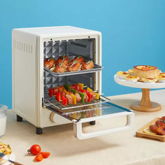 Electric Oven Three-tier Grill Evenly Heated Insulation Fine Control Knob 12L 800W