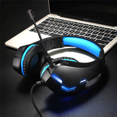 Gaming Headset 3.5mm+USB 40mm Drive Wired Stereo RGB Game Headphone with Mic LED Light for Computer PC Gamer