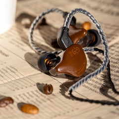 Coffee Bean in Ear Monitor Wired Earphone 1DD 10MM Dual Magnetic Hi-Fi Bass Sound Headset with Detachable Cable