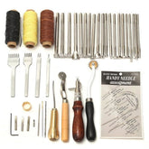 48Pcs Leather Craft Tools Kit Hand Sewing Stitching Punch Carving Work Saddle