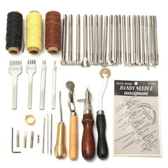 48Pcs Leather Craft Tools Kit Hand Sewing Stitching Punch Carving Work Saddle