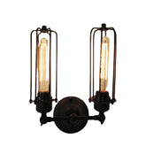 2 Heads Loft Iron Cages Wall Light Edison Country Style Lamp