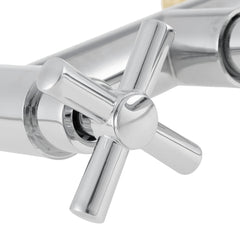 Modern Kitchen Sink Faucet Hot Cold Mixer Taps Swivel Spout Dual Lever Tap Mono Chrome