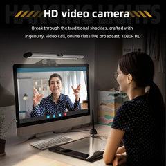 Monitor Light Bar Eye Protection Screen Light Lamp Touch Control Monitor Display Hanging Light with Webcam Microphone for Desktop Computer Home Office