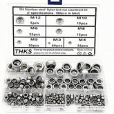 180Pcs Stainless Steel Metric Hex Nuts Self-locking Nylon Insert Lock Nuts Assortment Kit M3-M12