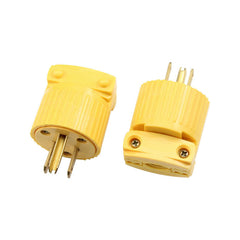 Yellow America 5-15P 125V 15A 3 Pole NEMA US Locked Industry Power Converter Plug Inline Wired Connector