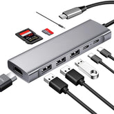 9-in-1 Power Delivery Docking Station Adapter 60W USB-C PD3.0 With 4K 30Hz HD Display Data Transfer Port 3.5mm Audio Jack USB 3.0/2.0 Card Readers