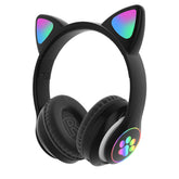 Bluetooth Headset Cat Ears Wireless BT5.0 / 3.5MM Dual Mode RGB Light Bass Noise Cancelling Foldable Headphones