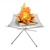 42x42x32cm Portable Fire Pit Outdoor Camping Small Size Collapsing Steel Mesh Fireplace Foldable Camping Backyard Beach Wood Burning Barbecue