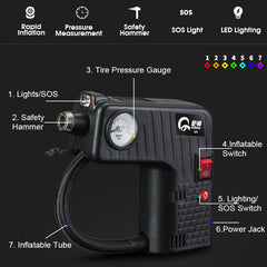 12V Electric Air Compressor Pump Portable Ball Automotive Inflator For Motorcycle Car