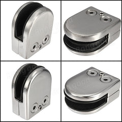 2Pcs Stainless Steel 304 Glass Clip Clamp Holder Flat for Handrail Window