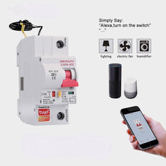1P WiFi Smart Circuit Breaker Overload Short-circuit Protection Works with Alexa Google Home