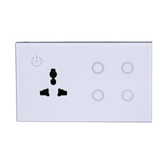 UK Standard Combination Switch Touch Glass Panel Smart WIFI 4gang Light Switch and Wall Socket Voice Control 147*86MM