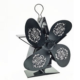 4 Blade Heat Powered Stove Fan with Magnetic Thermometer for Fireplace Heater