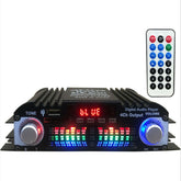 12V Car Mini Hi-Fi Digital Bluetooth Audio Power Amplifier Four Channel Output with Remote Control