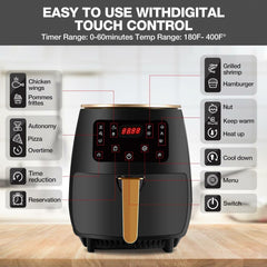 1800W 4.5L Air Fryer Oil free Health Fryer Cooker 110V/220V Multifunction Smart Touch LCD Airfryer French fries Pizza Fryer