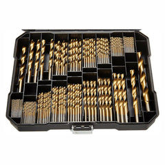 230pcs Titanium Coated Twisted Drill Bit Set HSS with Black Plastic Box Alloy