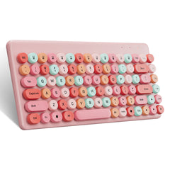 Wireless Keyboard Mouse Combo 2.4GHz Wireless 84-Keys Macaron Chocolate Round Keycaps Keyboard Office Mouse Set for Laptop PC