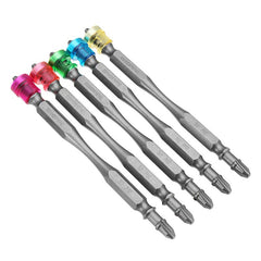 5pcs 100mm Magnetic PH2 Screwdriver Bits ABS Ring 1/4 Inch Hex Shank Drywall Screwdriver