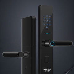 Aluminum Alloy Fingerprint Lock Household Anti-Theft Door Smart Lock With One Grip Electronic Code Lock Gemstone Black Paint Process