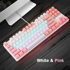 Wired Mechanical Gaming Keyboard 87 Keys Swtich Hot Swappable Dual Color Design With LED Lighting Effect For Gaming Office