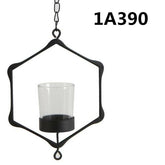 Glass Iron Hanging Glass Iron Art Lantern Tea Light Candle Holder Garden Decorations