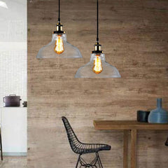 220V Vintage Industrial Pendant Light Horn-like Glass Shade Without Bulb